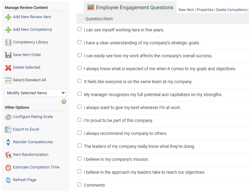 360-degree feedback user interface screen