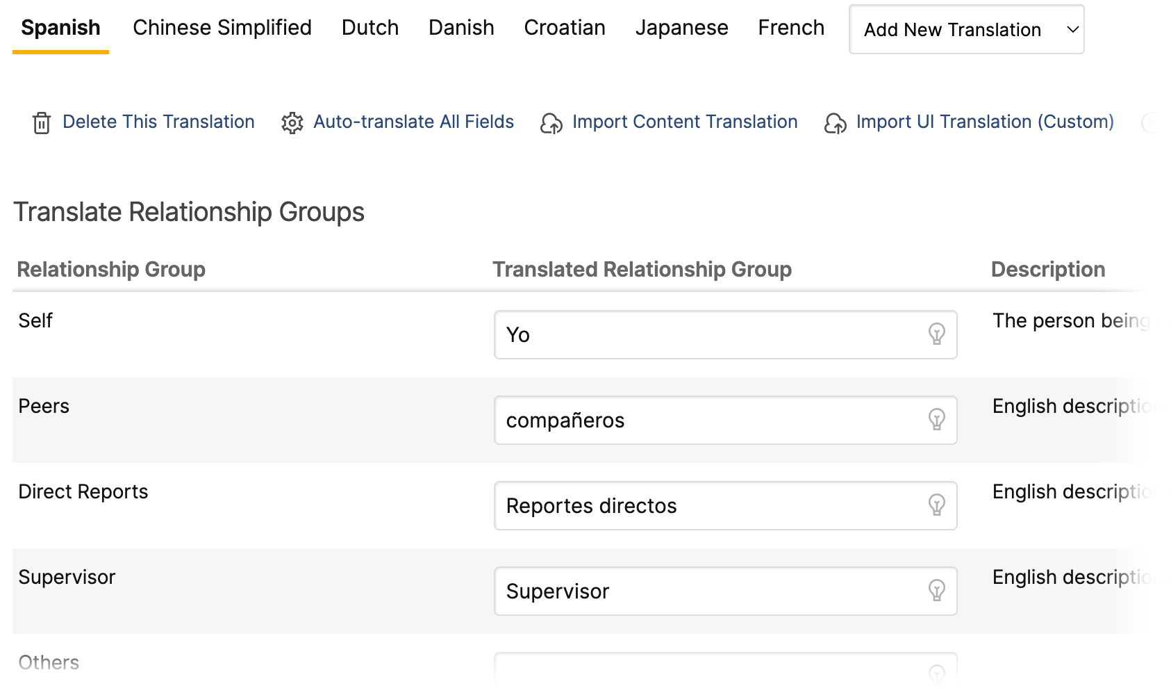 Language translation options